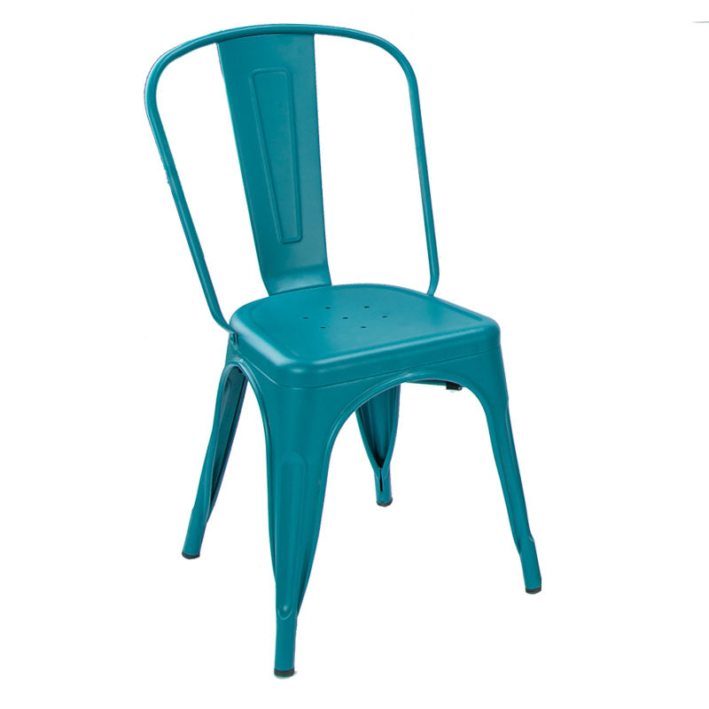 Industrial Dining Chair Slat Back Chair with 4 Metal Legs for Home Use Blue Metal 1 Piece Clearhalo ' kitchen&dining_furn' 'Dining Chairs' 'Dining Tables & Seating' 'dining_chair' 'furn' 'furn_dining_chair' 'Furniture' 'furniture_dining_chair' 'Kitchen & Dining Furniture' 'kitchen' 3564367