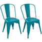 Industrial Dining Chair Slat Back Chair with 4 Metal Legs for Home Use Blue Metal 2 Piece Set Clearhalo ' kitchen&dining_furn' 'Dining Chairs' 'Dining Tables & Seating' 'dining_chair' 'furn' 'furn_dining_chair' 'Furniture' 'furniture_dining_chair' 'Kitchen & Dining Furniture' 'kitchen' 3564369