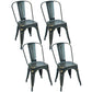Industrial Dining Chair Slat Back Chair with 4 Metal Legs for Home Use Black Metal 4 Piece Set Clearhalo ' kitchen&dining_furn' 'Dining Chairs' 'Dining Tables & Seating' 'dining_chair' 'furn' 'furn_dining_chair' 'Furniture' 'furniture_dining_chair' 'Kitchen & Dining Furniture' 'kitchen' 3564375