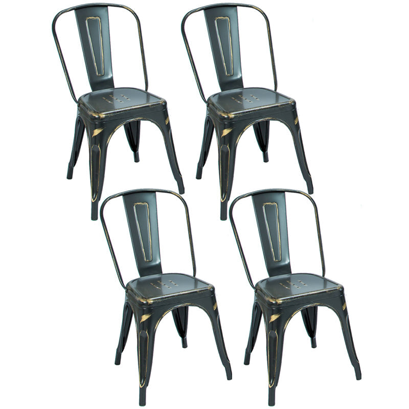 Industrial Dining Chair Slat Back Chair with 4 Metal Legs for Home Use Black Metal 4 Piece Set Clearhalo ' kitchen&dining_furn' 'Dining Chairs' 'Dining Tables & Seating' 'dining_chair' 'furn' 'furn_dining_chair' 'Furniture' 'furniture_dining_chair' 'Kitchen & Dining Furniture' 'kitchen' 3564375