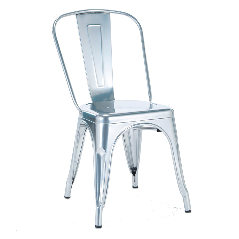 Industrial Dining Chair Slat Back Chair with 4 Metal Legs for Home Use White-Silver Metal 1 Piece Clearhalo ' kitchen&dining_furn' 'Dining Chairs' 'Dining Tables & Seating' 'dining_chair' 'furn' 'furn_dining_chair' 'Furniture' 'furniture_dining_chair' 'Kitchen & Dining Furniture' 'kitchen' 3564376