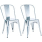 Industrial Dining Chair Slat Back Chair with 4 Metal Legs for Home Use White-Silver Metal 2 Piece Set Clearhalo ' kitchen&dining_furn' 'Dining Chairs' 'Dining Tables & Seating' 'dining_chair' 'furn' 'furn_dining_chair' 'Furniture' 'furniture_dining_chair' 'Kitchen & Dining Furniture' 'kitchen' 3564377