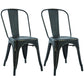 Industrial Dining Chair Slat Back Chair with 4 Metal Legs for Home Use Antique Black Metal 2 Piece Set Clearhalo ' kitchen&dining_furn' 'Dining Chairs' 'Dining Tables & Seating' 'dining_chair' 'furn' 'furn_dining_chair' 'Furniture' 'furniture_dining_chair' 'Kitchen & Dining Furniture' 'kitchen' 3564380