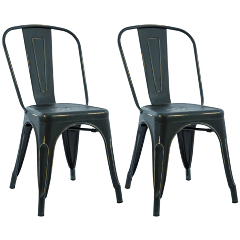Industrial Dining Chair Slat Back Chair with 4 Metal Legs for Home Use Antique Black Metal 2 Piece Set Clearhalo ' kitchen&dining_furn' 'Dining Chairs' 'Dining Tables & Seating' 'dining_chair' 'furn' 'furn_dining_chair' 'Furniture' 'furniture_dining_chair' 'Kitchen & Dining Furniture' 'kitchen' 3564380