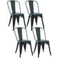 Industrial Dining Chair Slat Back Chair with 4 Metal Legs for Home Use Antique Black Metal 4 Piece Set Clearhalo ' kitchen&dining_furn' 'Dining Chairs' 'Dining Tables & Seating' 'dining_chair' 'furn' 'furn_dining_chair' 'Furniture' 'furniture_dining_chair' 'Kitchen & Dining Furniture' 'kitchen' 3564381