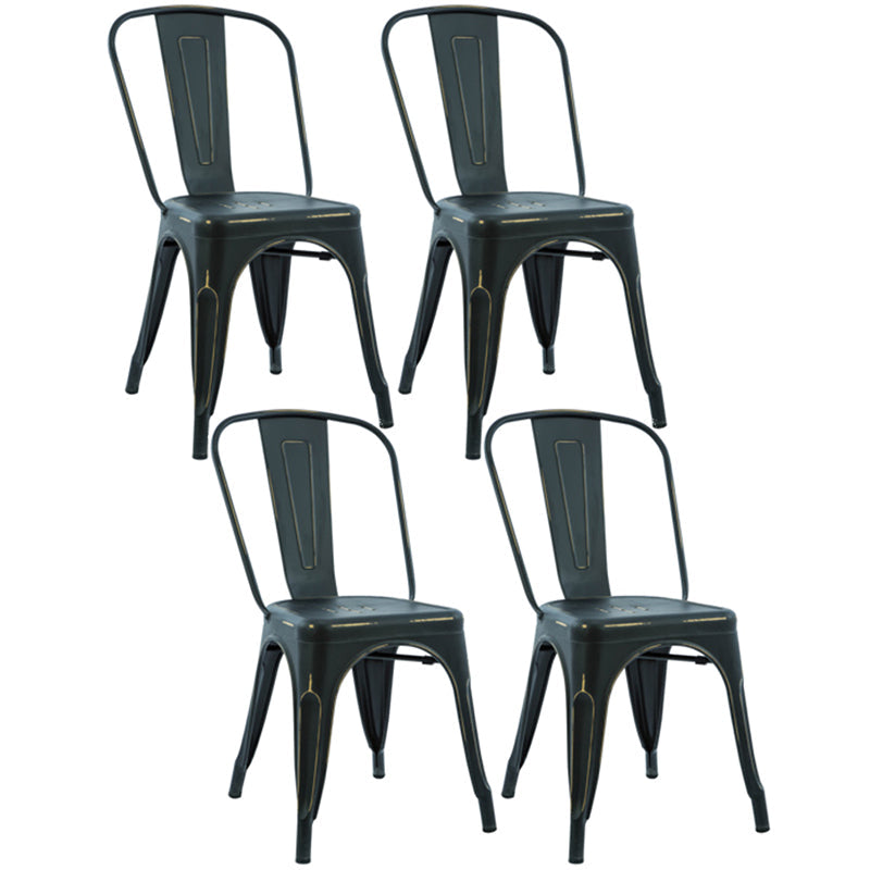 Industrial Dining Chair Slat Back Chair with 4 Metal Legs for Home Use Antique Black Metal 4 Piece Set Clearhalo ' kitchen&dining_furn' 'Dining Chairs' 'Dining Tables & Seating' 'dining_chair' 'furn' 'furn_dining_chair' 'Furniture' 'furniture_dining_chair' 'Kitchen & Dining Furniture' 'kitchen' 3564381