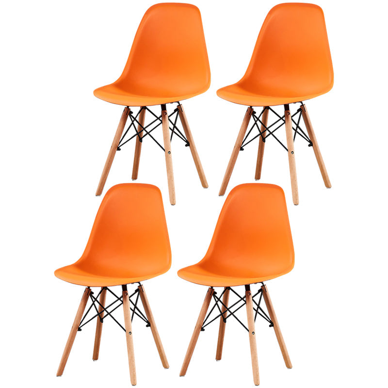 Glam Style Wooden Side Chair Matte Finish Solid Back Dining Chair for Dinning Room Orange Set of 4 Clearhalo ' kitchen&dining_furn' 'Dining Chairs' 'Dining Tables & Seating' 'dining_chair' 'Furniture' 'furniture_dining_chair' 'Kitchen & Dining Furniture' 'kitchen' 3564433