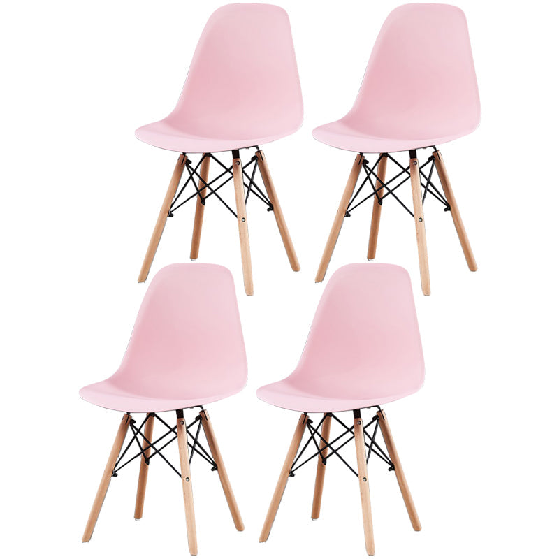 Glam Style Wooden Side Chair Matte Finish Solid Back Dining Chair for Dinning Room Pink Set of 4 Clearhalo ' kitchen&dining_furn' 'Dining Chairs' 'Dining Tables & Seating' 'dining_chair' 'Furniture' 'furniture_dining_chair' 'Kitchen & Dining Furniture' 'kitchen' 3564444