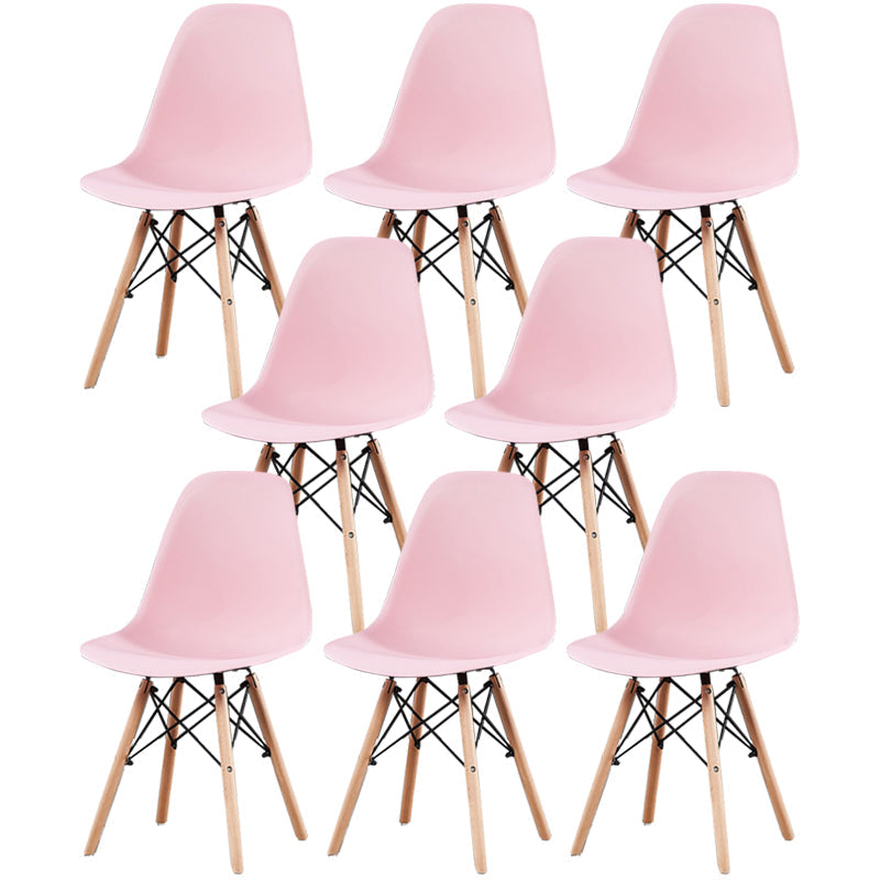 Glam Style Wooden Side Chair Matte Finish Solid Back Dining Chair for Dinning Room Pink Set of 8 Clearhalo ' kitchen&dining_furn' 'Dining Chairs' 'Dining Tables & Seating' 'dining_chair' 'Furniture' 'furniture_dining_chair' 'Kitchen & Dining Furniture' 'kitchen' 3564445