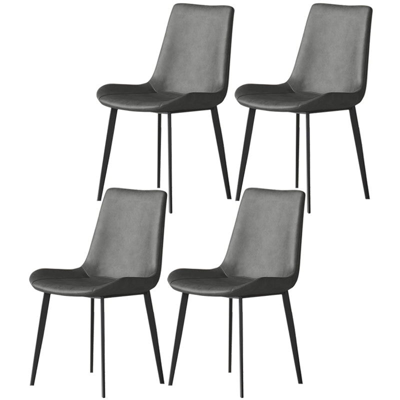 Metal Industrial Dining Room Chair Metallic Finish Parsons Dining Chair Dark Gray 4 Piece Set Clearhalo ' kitchen&dining_furn' 'Dining Chairs' 'Dining Tables & Seating' 'dining_chair' 'furn' 'furn_dining_chair' 'Furniture' 'furniture_dining_chair' 'Kitchen & Dining Furniture' 'kitchen' 3564455