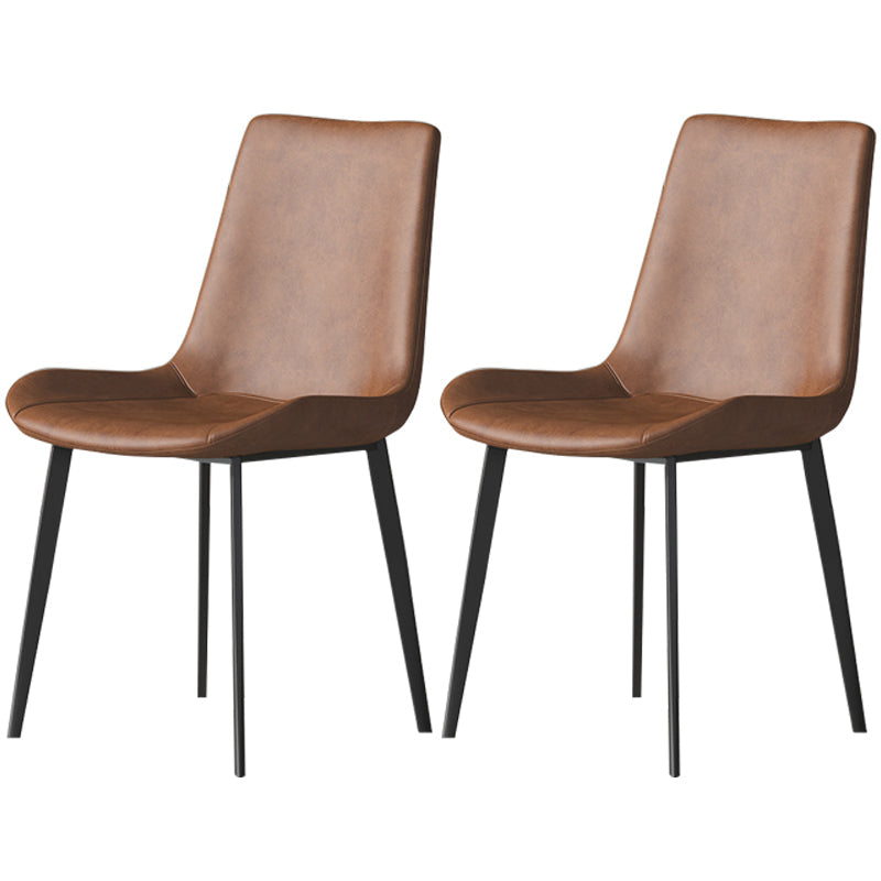 Metal Industrial Dining Room Chair Metallic Finish Parsons Dining Chair Brown 2 Piece Set Clearhalo ' kitchen&dining_furn' 'Dining Chairs' 'Dining Tables & Seating' 'dining_chair' 'furn' 'furn_dining_chair' 'Furniture' 'furniture_dining_chair' 'Kitchen & Dining Furniture' 'kitchen' 3564457