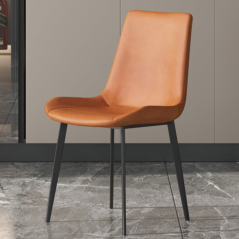 Metal Industrial Dining Room Chair Metallic Finish Parsons Dining Chair Orange 1 Piece Clearhalo ' kitchen&dining_furn' 'Dining Chairs' 'Dining Tables & Seating' 'dining_chair' 'furn' 'furn_dining_chair' 'Furniture' 'furniture_dining_chair' 'Kitchen & Dining Furniture' 'kitchen' 3564458