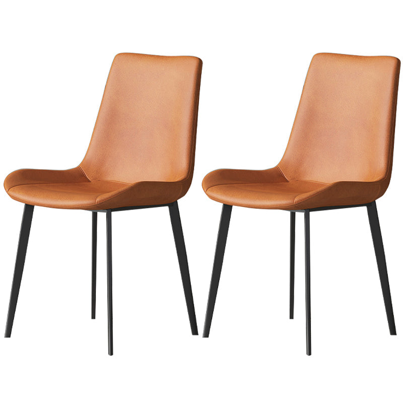 Metal Industrial Dining Room Chair Metallic Finish Parsons Dining Chair Orange 2 Piece Set Clearhalo ' kitchen&dining_furn' 'Dining Chairs' 'Dining Tables & Seating' 'dining_chair' 'furn' 'furn_dining_chair' 'Furniture' 'furniture_dining_chair' 'Kitchen & Dining Furniture' 'kitchen' 3564461