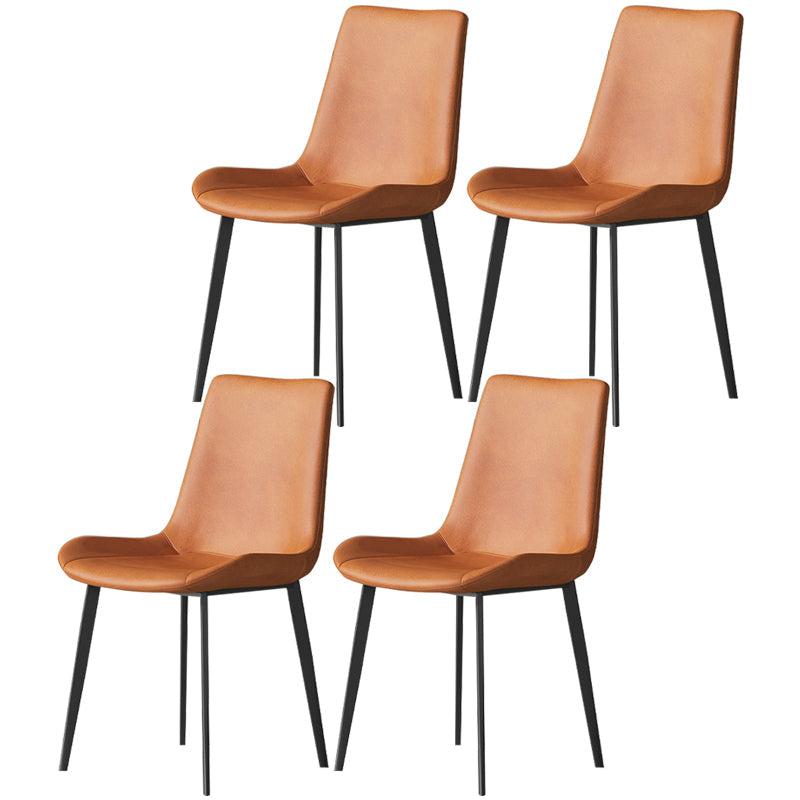 Metal Industrial Dining Room Chair Metallic Finish Parsons Dining Chair Orange 4 Piece Set Clearhalo ' kitchen&dining_furn' 'Dining Chairs' 'Dining Tables & Seating' 'dining_chair' 'furn' 'furn_dining_chair' 'Furniture' 'furniture_dining_chair' 'Kitchen & Dining Furniture' 'kitchen' 3564462