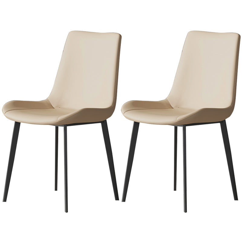 Metal Industrial Dining Room Chair Metallic Finish Parsons Dining Chair Off-White 2 Piece Set Clearhalo ' kitchen&dining_furn' 'Dining Chairs' 'Dining Tables & Seating' 'dining_chair' 'furn' 'furn_dining_chair' 'Furniture' 'furniture_dining_chair' 'Kitchen & Dining Furniture' 'kitchen' 3564464