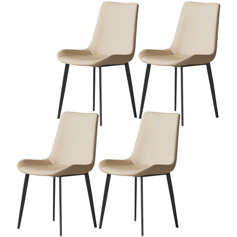 Metal Industrial Dining Room Chair Metallic Finish Parsons Dining Chair Off-White 4 Piece Set Clearhalo ' kitchen&dining_furn' 'Dining Chairs' 'Dining Tables & Seating' 'dining_chair' 'furn' 'furn_dining_chair' 'Furniture' 'furniture_dining_chair' 'Kitchen & Dining Furniture' 'kitchen' 3564466