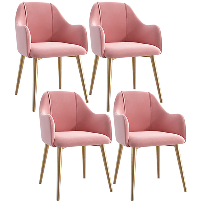 Scandinavian Style Metal Dining Chair Coffee Shop Casual Wingback Chair Pink 4 Piece Set Clearhalo ' kitchen&dining_furn' 'Dining Chairs' 'Dining Tables & Seating' 'dining_chair' 'furn' 'furn_dining_chair' 'Furniture' 'furniture_dining_chair' 'Kitchen & Dining Furniture' 'kitchen' 3564515