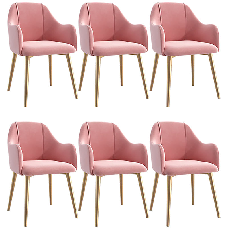 Scandinavian Style Metal Dining Chair Coffee Shop Casual Wingback Chair Pink 6 Piece Set Clearhalo ' kitchen&dining_furn' 'Dining Chairs' 'Dining Tables & Seating' 'dining_chair' 'furn' 'furn_dining_chair' 'Furniture' 'furniture_dining_chair' 'Kitchen & Dining Furniture' 'kitchen' 3564518
