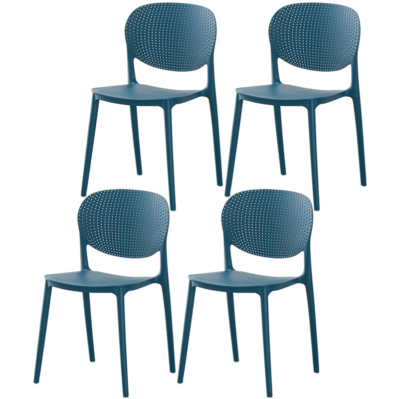 Glam Style Plastic Side Chair Matte Finish Open Back Dining Chair for Dinning Room Dark Blue 4 Piece Set Clearhalo ' kitchen&dining_furn' 'Dining Chairs' 'Dining Tables & Seating' 'dining_chair' 'furn' 'furn_dining_chair' 'Furniture' 'furniture_dining_chair' 'Kitchen & Dining Furniture' 'kitchen' 3564539