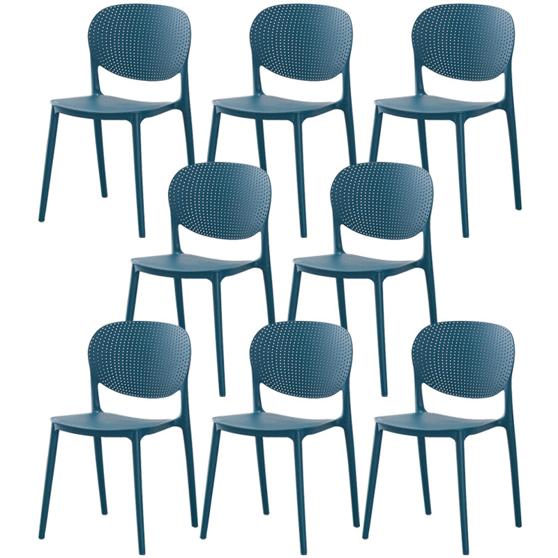 Glam Style Plastic Side Chair Matte Finish Open Back Dining Chair for Dinning Room Dark Blue 8 Piece Set Clearhalo ' kitchen&dining_furn' 'Dining Chairs' 'Dining Tables & Seating' 'dining_chair' 'furn' 'furn_dining_chair' 'Furniture' 'furniture_dining_chair' 'Kitchen & Dining Furniture' 'kitchen' 3564541