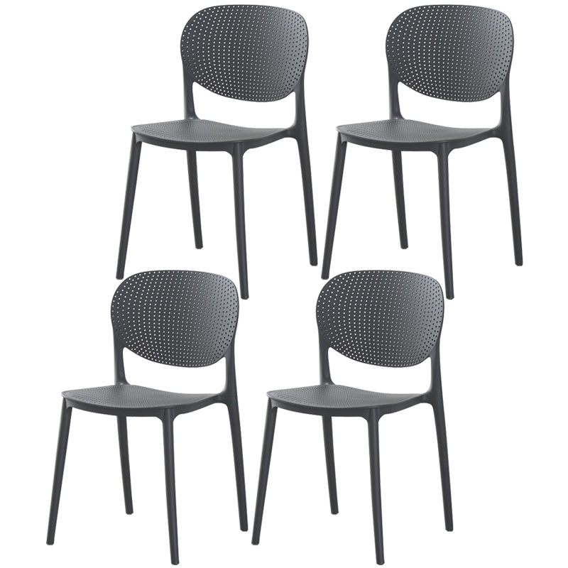 Glam Style Plastic Side Chair Matte Finish Open Back Dining Chair for Dinning Room Dark Gray 4 Piece Set Clearhalo ' kitchen&dining_furn' 'Dining Chairs' 'Dining Tables & Seating' 'dining_chair' 'furn' 'furn_dining_chair' 'Furniture' 'furniture_dining_chair' 'Kitchen & Dining Furniture' 'kitchen' 3564547