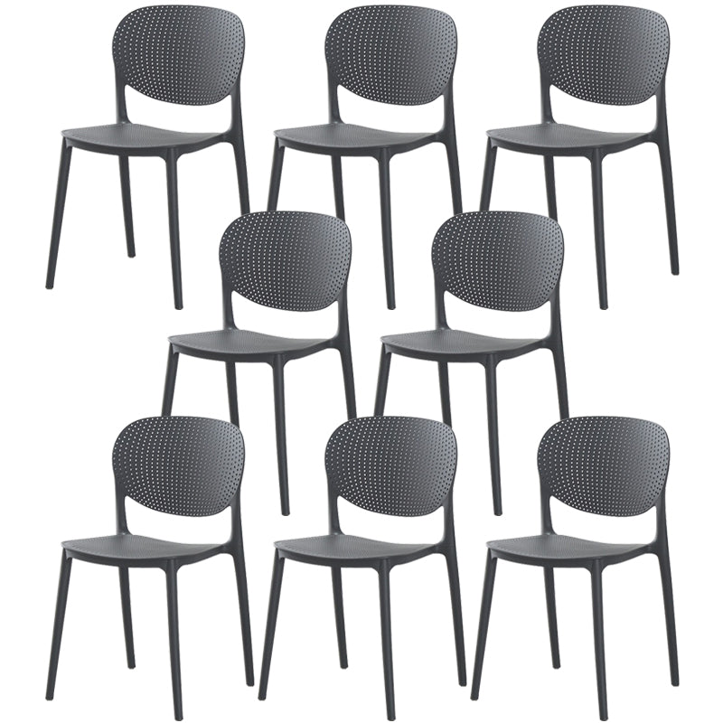 Glam Style Plastic Side Chair Matte Finish Open Back Dining Chair for Dinning Room Dark Gray 8 Piece Set Clearhalo ' kitchen&dining_furn' 'Dining Chairs' 'Dining Tables & Seating' 'dining_chair' 'furn' 'furn_dining_chair' 'Furniture' 'furniture_dining_chair' 'Kitchen & Dining Furniture' 'kitchen' 3564550