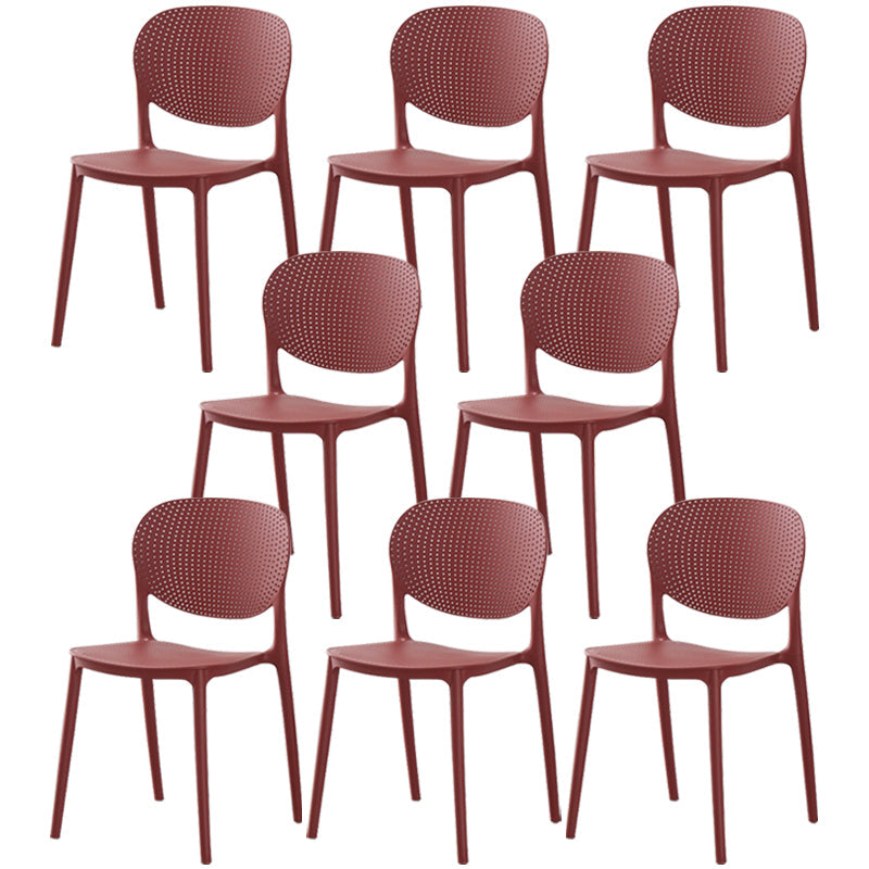Glam Style Plastic Side Chair Matte Finish Open Back Dining Chair for Dinning Room Red 8 Piece Set Clearhalo ' kitchen&dining_furn' 'Dining Chairs' 'Dining Tables & Seating' 'dining_chair' 'furn' 'furn_dining_chair' 'Furniture' 'furniture_dining_chair' 'Kitchen & Dining Furniture' 'kitchen' 3564552