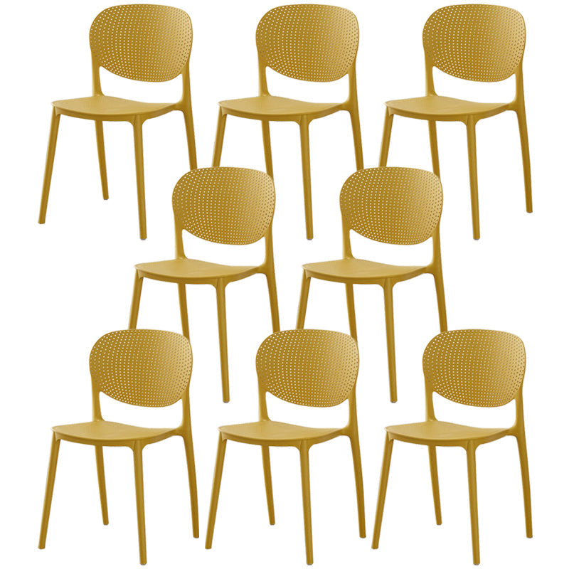 Glam Style Plastic Side Chair Matte Finish Open Back Dining Chair for Dinning Room Yellow 8 Piece Set Clearhalo ' kitchen&dining_furn' 'Dining Chairs' 'Dining Tables & Seating' 'dining_chair' 'furn' 'furn_dining_chair' 'Furniture' 'furniture_dining_chair' 'Kitchen & Dining Furniture' 'kitchen' 3564556