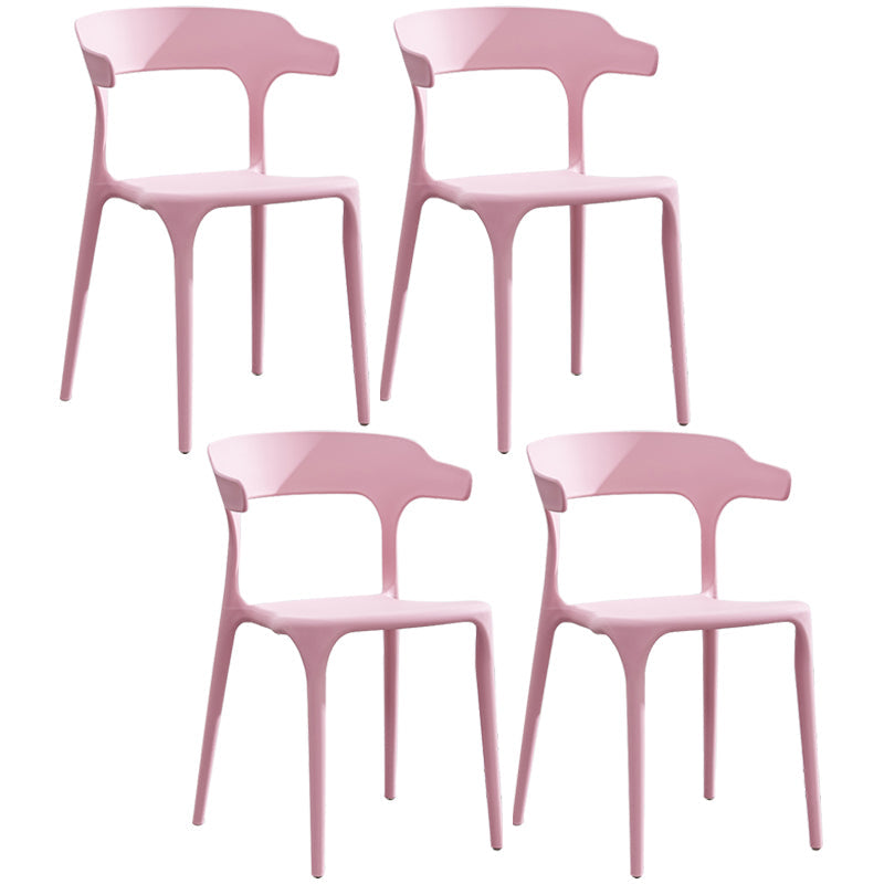Modern Plastic Open Back Dining Side Chair 30"H Dining Chair for Restaurant Bedroom Pink 4 Piece Set Clearhalo ' kitchen&dining_furn' 'Dining Chairs' 'Dining Tables & Seating' 'dining_chair' 'furn' 'furn_dining_chair' 'Furniture' 'furniture_dining_chair' 'Kitchen & Dining Furniture' 'kitchen' 3564561