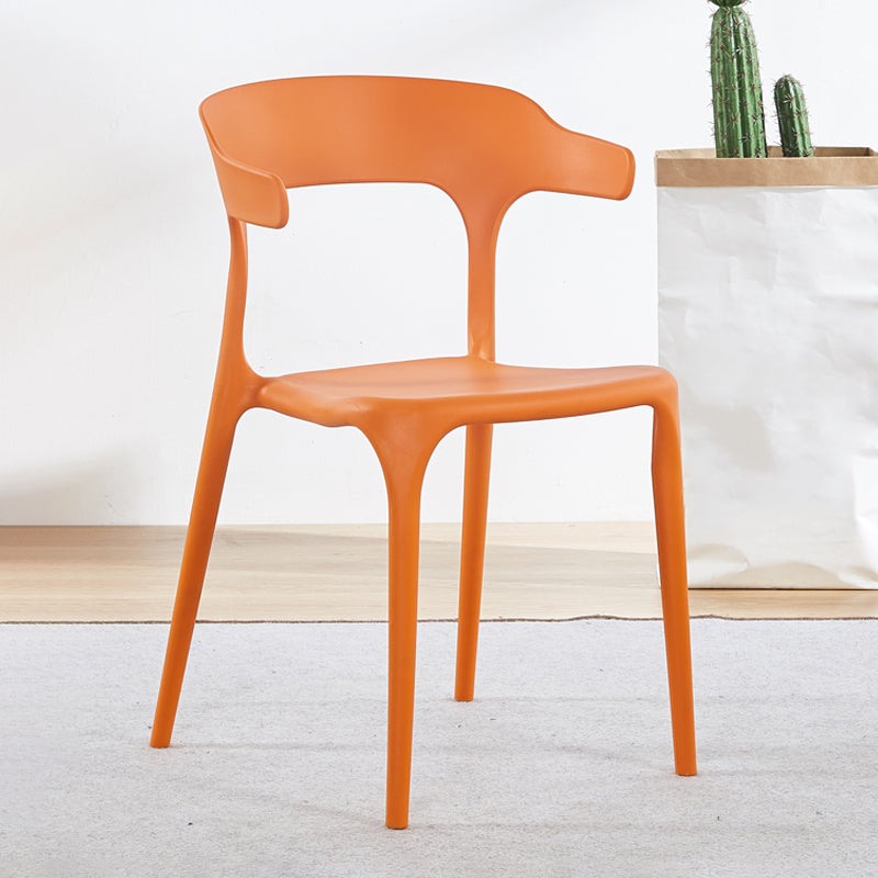 Modern Plastic Open Back Dining Side Chair 30"H Dining Chair for Restaurant Bedroom Orange 1 Piece Clearhalo ' kitchen&dining_furn' 'Dining Chairs' 'Dining Tables & Seating' 'dining_chair' 'furn' 'furn_dining_chair' 'Furniture' 'furniture_dining_chair' 'Kitchen & Dining Furniture' 'kitchen' 3564570