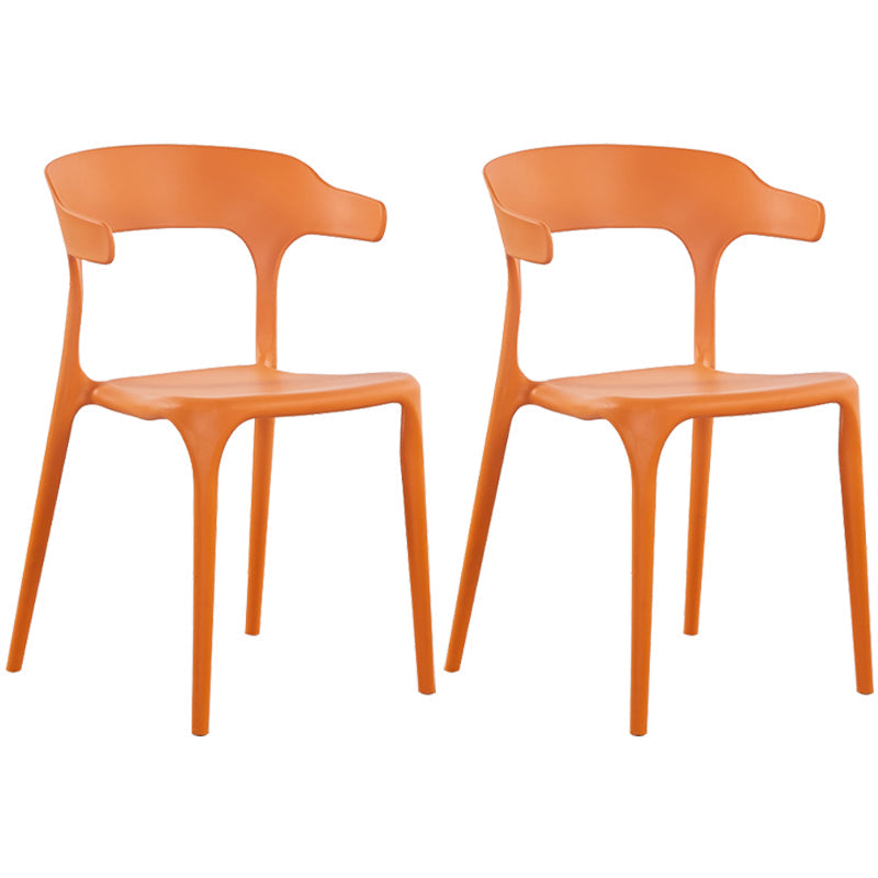 Modern Plastic Open Back Dining Side Chair 30"H Dining Chair for Restaurant Bedroom Orange 2 Piece Set Clearhalo ' kitchen&dining_furn' 'Dining Chairs' 'Dining Tables & Seating' 'dining_chair' 'furn' 'furn_dining_chair' 'Furniture' 'furniture_dining_chair' 'Kitchen & Dining Furniture' 'kitchen' 3564571