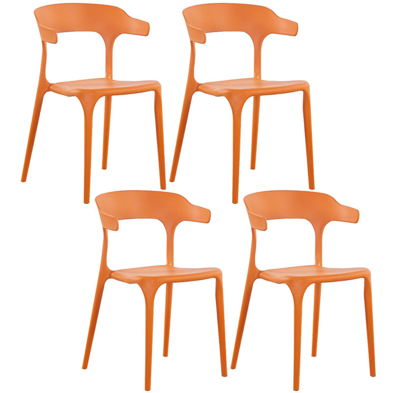 Modern Plastic Open Back Dining Side Chair 30"H Dining Chair for Restaurant Bedroom Orange 4 Piece Set Clearhalo ' kitchen&dining_furn' 'Dining Chairs' 'Dining Tables & Seating' 'dining_chair' 'furn' 'furn_dining_chair' 'Furniture' 'furniture_dining_chair' 'Kitchen & Dining Furniture' 'kitchen' 3564574