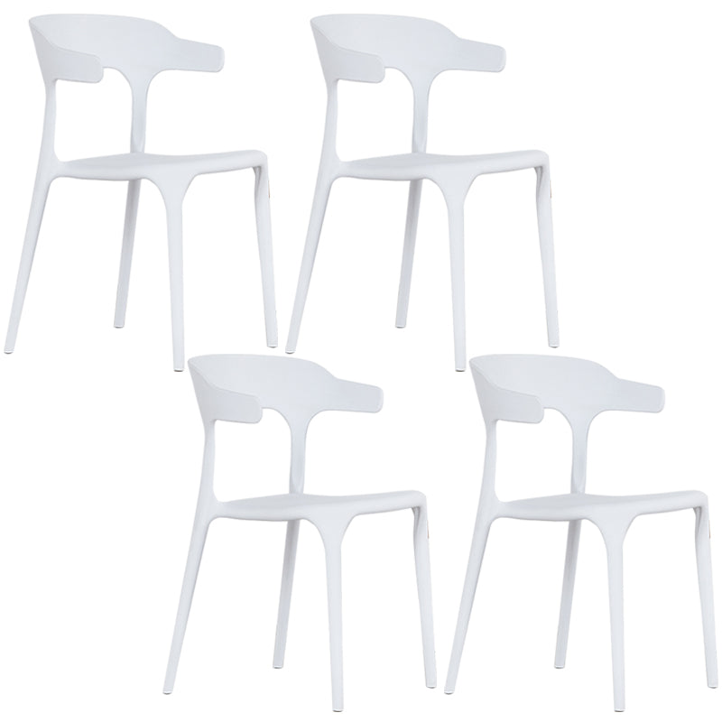 Modern Plastic Open Back Dining Side Chair 30"H Dining Chair for Restaurant Bedroom White 4 Piece Set Clearhalo ' kitchen&dining_furn' 'Dining Chairs' 'Dining Tables & Seating' 'dining_chair' 'furn' 'furn_dining_chair' 'Furniture' 'furniture_dining_chair' 'Kitchen & Dining Furniture' 'kitchen' 3564579