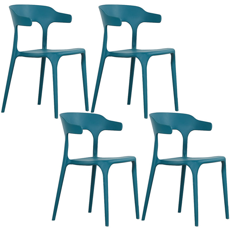 Modern Plastic Open Back Dining Side Chair 30"H Dining Chair for Restaurant Bedroom Peacock Blue 4 Piece Set Clearhalo ' kitchen&dining_furn' 'Dining Chairs' 'Dining Tables & Seating' 'dining_chair' 'furn' 'furn_dining_chair' 'Furniture' 'furniture_dining_chair' 'Kitchen & Dining Furniture' 'kitchen' 3564595