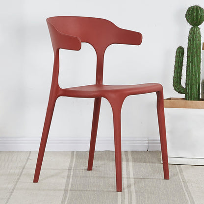 Modern Plastic Open Back Dining Side Chair 30"H Dining Chair for Restaurant Bedroom Burgundy 1 Piece Clearhalo ' kitchen&dining_furn' 'Dining Chairs' 'Dining Tables & Seating' 'dining_chair' 'furn' 'furn_dining_chair' 'Furniture' 'furniture_dining_chair' 'Kitchen & Dining Furniture' 'kitchen' 3564596