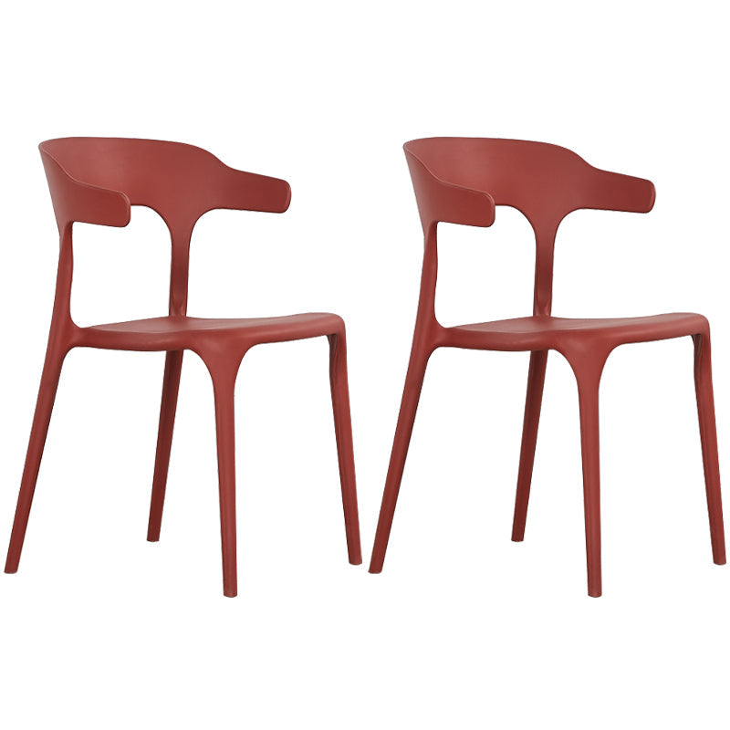 Modern Plastic Open Back Dining Side Chair 30"H Dining Chair for Restaurant Bedroom Burgundy 2 Piece Set Clearhalo ' kitchen&dining_furn' 'Dining Chairs' 'Dining Tables & Seating' 'dining_chair' 'furn' 'furn_dining_chair' 'Furniture' 'furniture_dining_chair' 'Kitchen & Dining Furniture' 'kitchen' 3564597