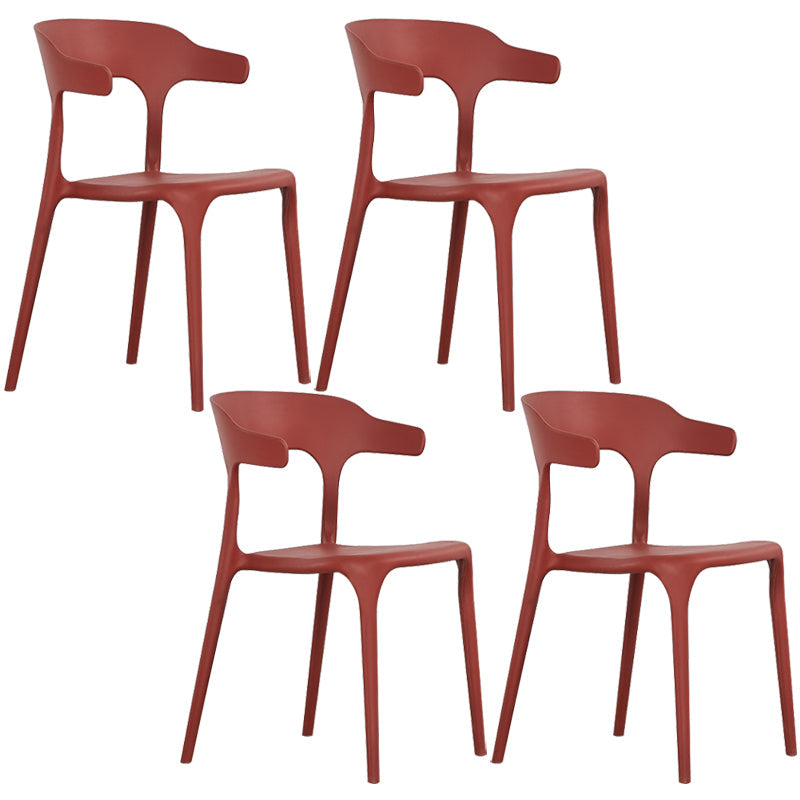 Modern Plastic Open Back Dining Side Chair 30"H Dining Chair for Restaurant Bedroom Burgundy 4 Piece Set Clearhalo ' kitchen&dining_furn' 'Dining Chairs' 'Dining Tables & Seating' 'dining_chair' 'furn' 'furn_dining_chair' 'Furniture' 'furniture_dining_chair' 'Kitchen & Dining Furniture' 'kitchen' 3564598