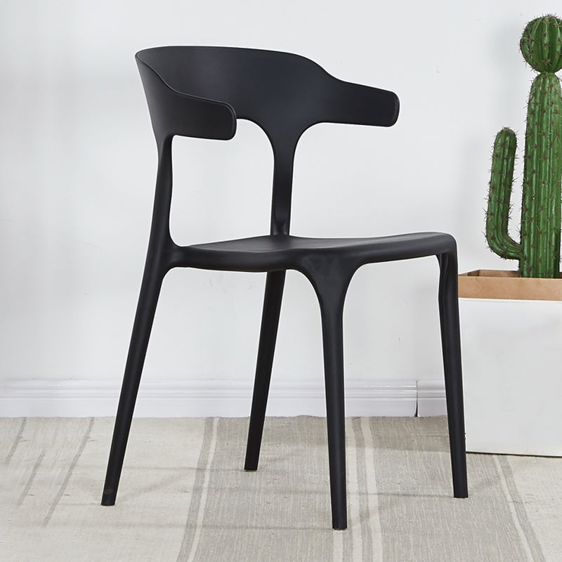Modern Plastic Open Back Dining Side Chair 30"H Dining Chair for Restaurant Bedroom Black 1 Piece Clearhalo ' kitchen&dining_furn' 'Dining Chairs' 'Dining Tables & Seating' 'dining_chair' 'furn' 'furn_dining_chair' 'Furniture' 'furniture_dining_chair' 'Kitchen & Dining Furniture' 'kitchen' 3564599