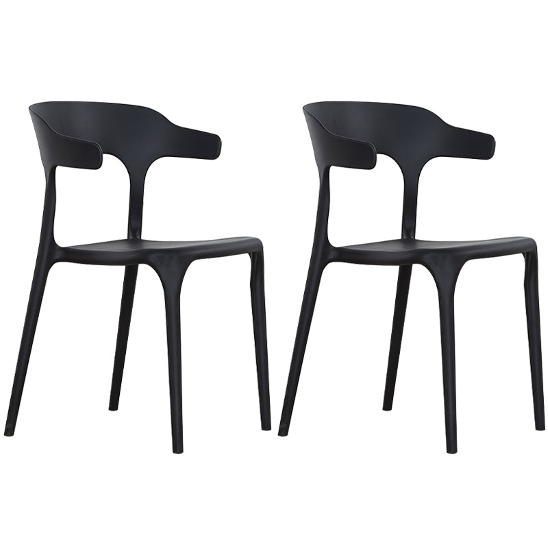 Modern Plastic Open Back Dining Side Chair 30"H Dining Chair for Restaurant Bedroom Black 2 Piece Set Clearhalo ' kitchen&dining_furn' 'Dining Chairs' 'Dining Tables & Seating' 'dining_chair' 'furn' 'furn_dining_chair' 'Furniture' 'furniture_dining_chair' 'Kitchen & Dining Furniture' 'kitchen' 3564600