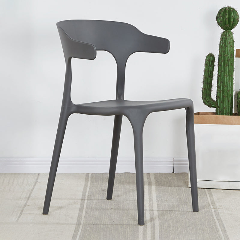 Modern Plastic Open Back Dining Side Chair 30"H Dining Chair for Restaurant Bedroom Dark Gray 1 Piece Clearhalo ' kitchen&dining_furn' 'Dining Chairs' 'Dining Tables & Seating' 'dining_chair' 'furn' 'furn_dining_chair' 'Furniture' 'furniture_dining_chair' 'Kitchen & Dining Furniture' 'kitchen' 3564605