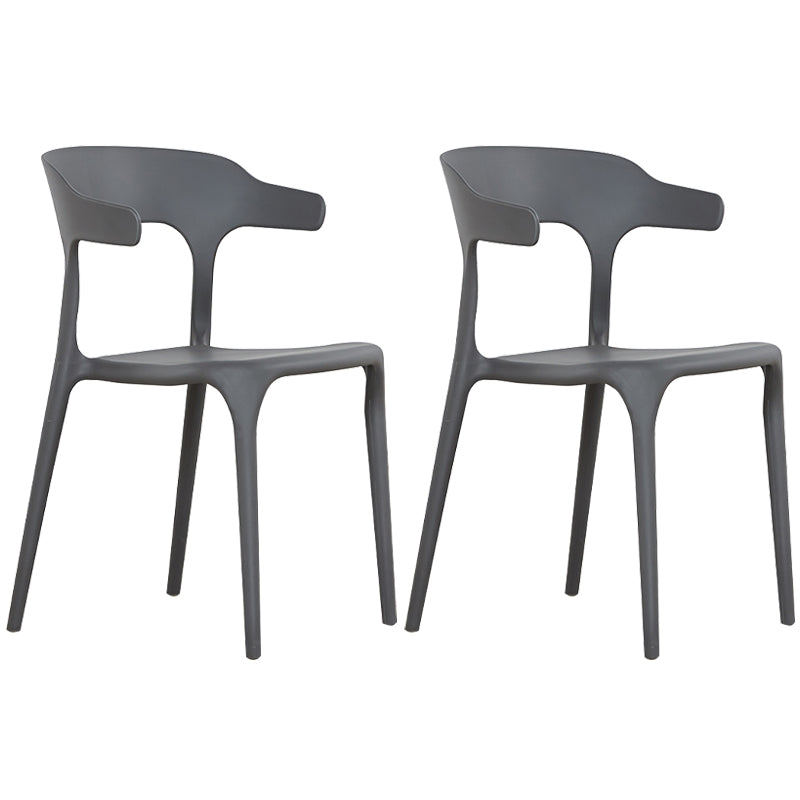 Modern Plastic Open Back Dining Side Chair 30"H Dining Chair for Restaurant Bedroom Dark Gray 2 Piece Set Clearhalo ' kitchen&dining_furn' 'Dining Chairs' 'Dining Tables & Seating' 'dining_chair' 'furn' 'furn_dining_chair' 'Furniture' 'furniture_dining_chair' 'Kitchen & Dining Furniture' 'kitchen' 3564606