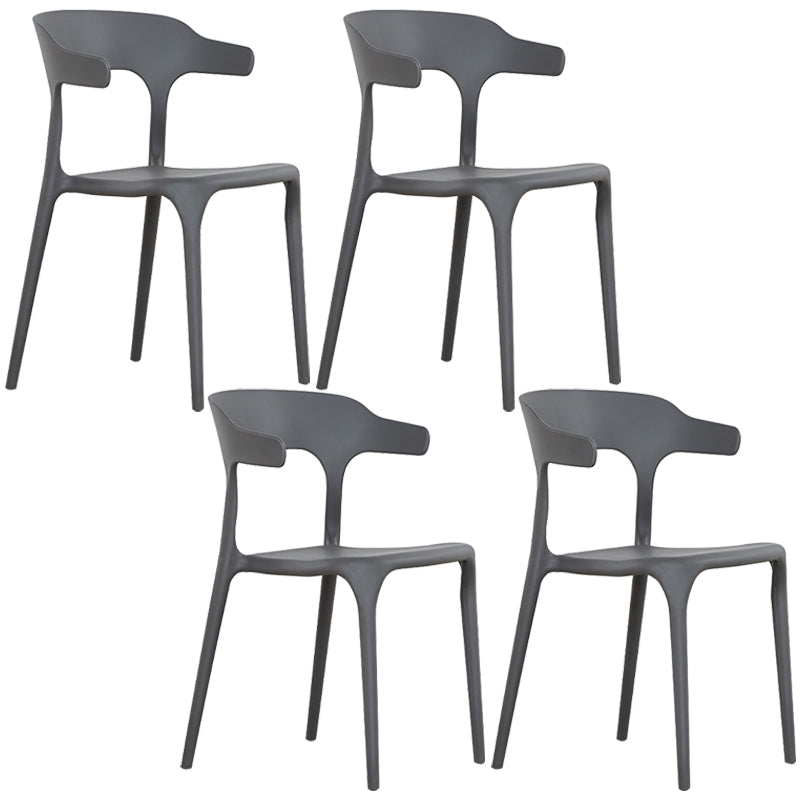 Modern Plastic Open Back Dining Side Chair 30"H Dining Chair for Restaurant Bedroom Dark Gray 4 Piece Set Clearhalo ' kitchen&dining_furn' 'Dining Chairs' 'Dining Tables & Seating' 'dining_chair' 'furn' 'furn_dining_chair' 'Furniture' 'furniture_dining_chair' 'Kitchen & Dining Furniture' 'kitchen' 3564607