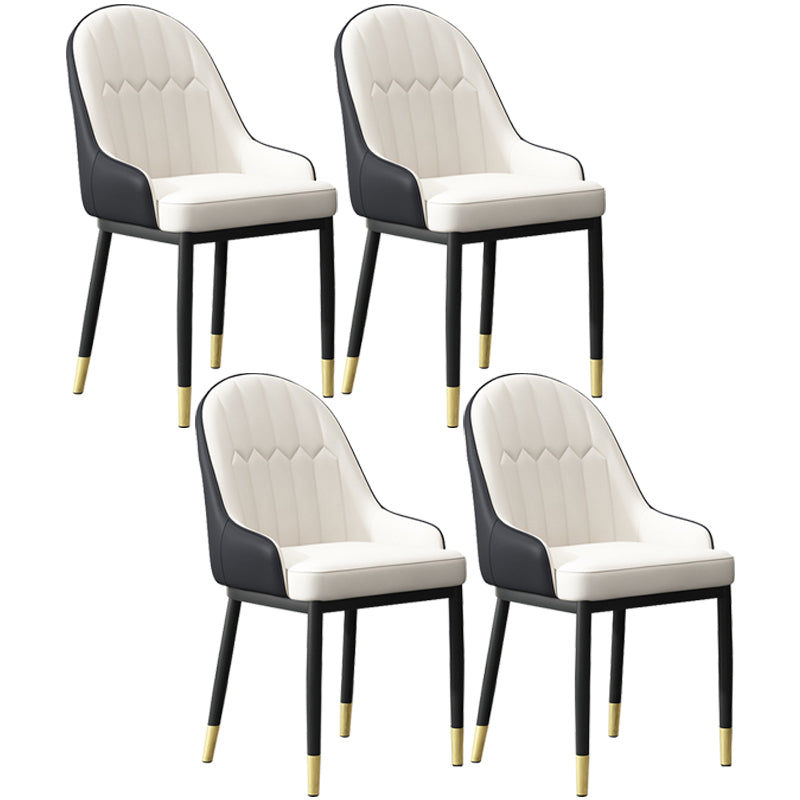 Modern Dining Arm Chair Leather Solid Back Side Chairs with Metal Legs Black White 4 Piece Set Clearhalo ' kitchen&dining_furn' 'Dining Chairs' 'Dining Tables & Seating' 'dining_chair' 'furn' 'furn_dining_chair' 'Furniture' 'furniture_dining_chair' 'Kitchen & Dining Furniture' 'kitchen' 3564615