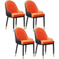Modern Dining Arm Chair Leather Solid Back Side Chairs with Metal Legs Orange 4 Piece Set Clearhalo ' kitchen&dining_furn' 'Dining Chairs' 'Dining Tables & Seating' 'dining_chair' 'furn' 'furn_dining_chair' 'Furniture' 'furniture_dining_chair' 'Kitchen & Dining Furniture' 'kitchen' 3564619