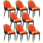 Modern Dining Arm Chair Leather Solid Back Side Chairs with Metal Legs Orange 8 Piece Set Clearhalo ' kitchen&dining_furn' 'Dining Chairs' 'Dining Tables & Seating' 'dining_chair' 'furn' 'furn_dining_chair' 'Furniture' 'furniture_dining_chair' 'Kitchen & Dining Furniture' 'kitchen' 3564621