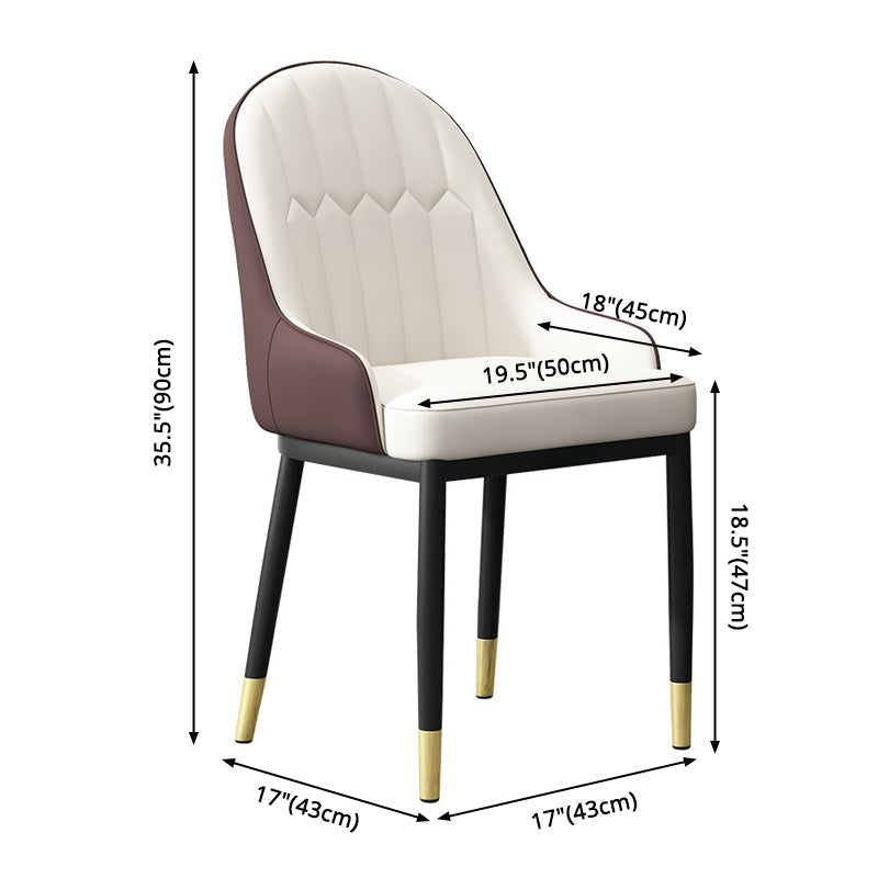 Modern Dining Arm Chair Leather Solid Back Side Chairs with Metal Legs Clearhalo ' kitchen&dining_furn' 'Dining Chairs' 'Dining Tables & Seating' 'dining_chair' 'furn' 'furn_dining_chair' 'Furniture' 'furniture_dining_chair' 'Kitchen & Dining Furniture' 'kitchen' 3564624