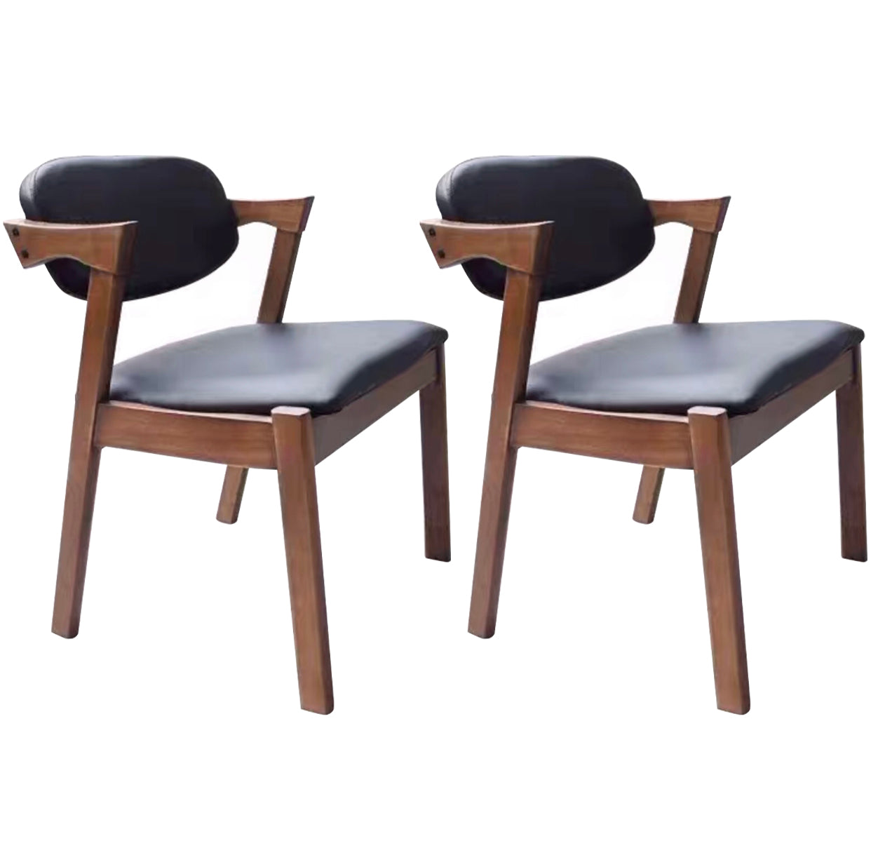 Contemporary Wood Square Dining Chair Open Back Side Chair for Kitchen Walnut 2 Piece Set Clearhalo ' kitchen&dining_furn' 'Dining Chairs' 'Dining Tables & Seating' 'dining_chair' 'furn' 'furn_dining_chair' 'Furniture' 'furniture_dining_chair' 'Kitchen & Dining Furniture' 'kitchen' 3564632