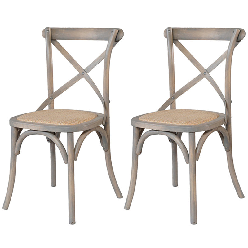 Solid Wood Traditional Dining Room Chair Matte Finish Cross Back Side Chair Smoke Gray 2 Piece Set Clearhalo ' kitchen&dining_furn' 'Dining Chairs' 'Dining Tables & Seating' 'dining_chair' 'furn' 'furn_dining_chair' 'Furniture' 'furniture_dining_chair' 'Kitchen & Dining Furniture' 'kitchen' 3564642