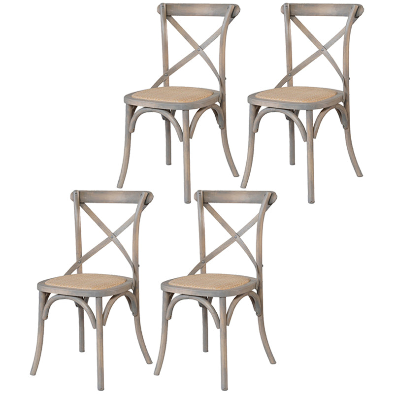 Solid Wood Traditional Dining Room Chair Matte Finish Cross Back Side Chair Smoke Gray 4 Piece Set Clearhalo ' kitchen&dining_furn' 'Dining Chairs' 'Dining Tables & Seating' 'dining_chair' 'furn' 'furn_dining_chair' 'Furniture' 'furniture_dining_chair' 'Kitchen & Dining Furniture' 'kitchen' 3564644