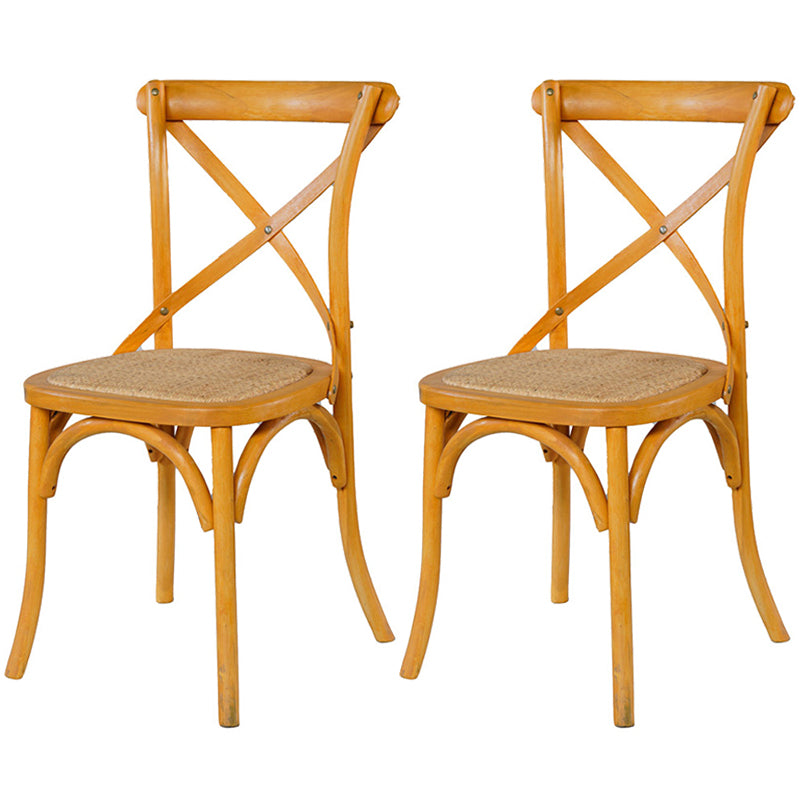 Solid Wood Traditional Dining Room Chair Matte Finish Cross Back Side Chair Ginger 2 Piece Set Clearhalo ' kitchen&dining_furn' 'Dining Chairs' 'Dining Tables & Seating' 'dining_chair' 'furn' 'furn_dining_chair' 'Furniture' 'furniture_dining_chair' 'Kitchen & Dining Furniture' 'kitchen' 3564654